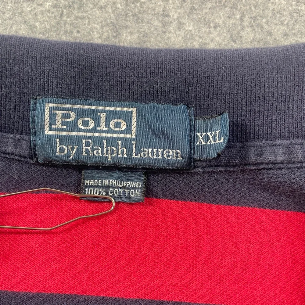 Polo Ralph Lauren Vintage Mens Polo Shirt XXL Red Striped Short Sleeve